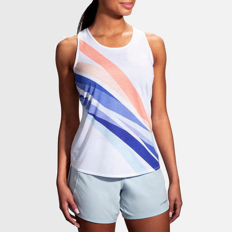 Brooks Distance Womens Running Tank Top Ireland White (NDEP-85401)